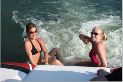 Joanie and Rebecca dirtying-up Lake Austin